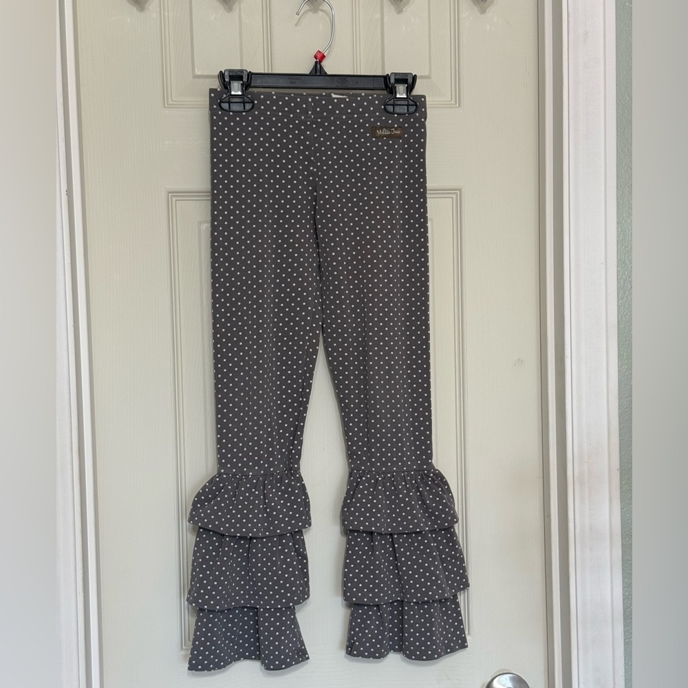 Matilda Jane Gray Polka Dot Ruffle Pants Size 8